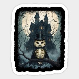Twas a Dark and Scary Night, fun spooky Halloween owl design Sticker